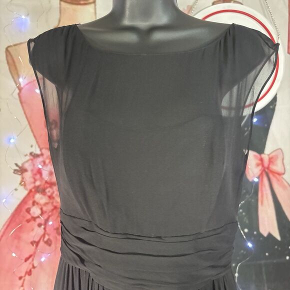 Trina Turk Black 100% Silk Ostrich Feather Trim Dress 8 - Picture 8 of 11